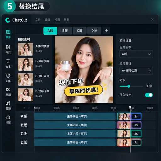 AutoCut 在多个 UGC 广告版本中替换结尾行动引导
