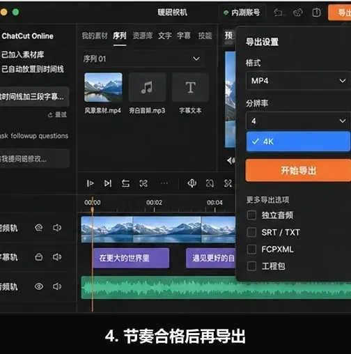 AutoCut 导出独立音频或随成片一起导出